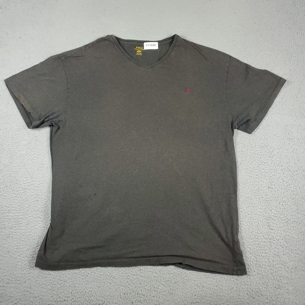 Polo Ralph Lauren Gray Red Pony V Neck Short Sleeve T-Shirt Mens Size 1XB